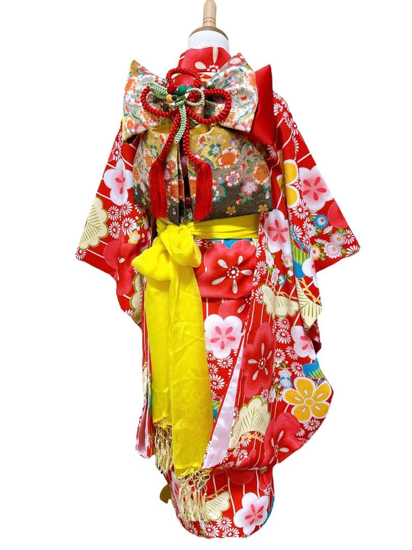 王道!!赤系♡七五三　7歳　女の子　フルセット　花柄　ゴールド
