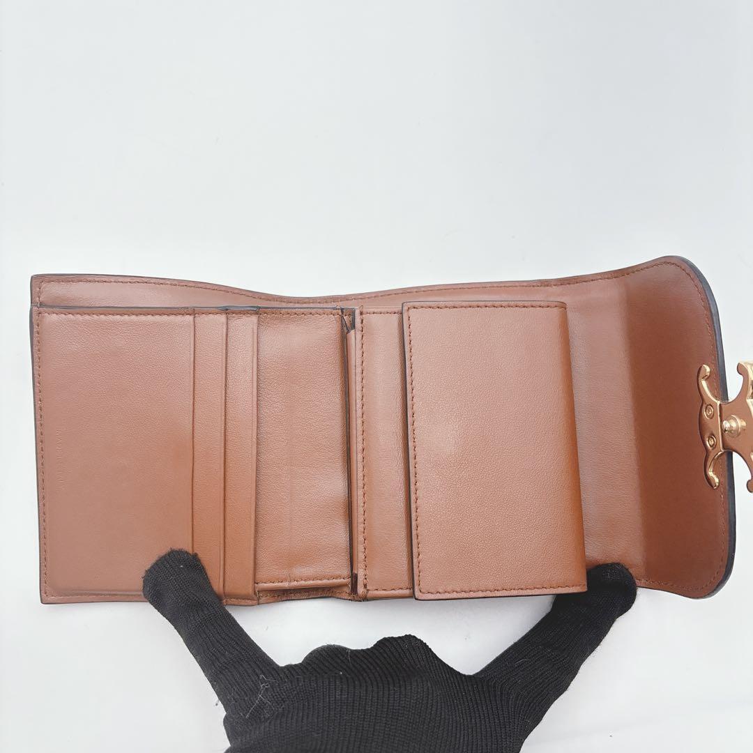 美品/現行✨セリーヌ 折り財布 トリオンフ デカロゴ レザー キャンバス