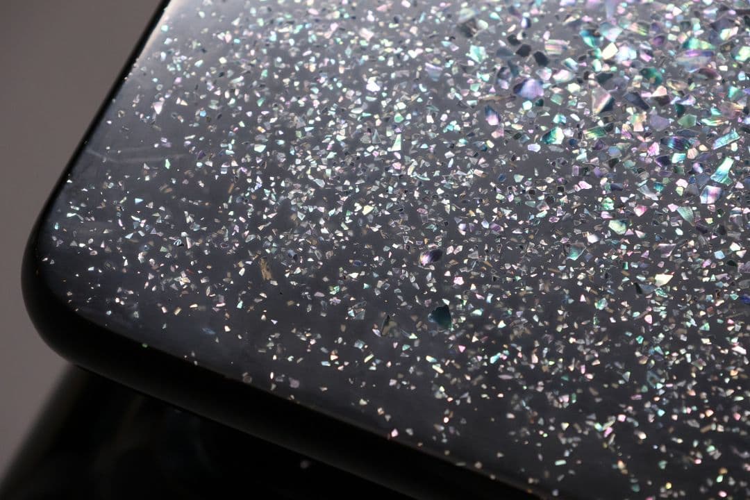 漆芸 螺鈿細工 二段 高卓 47.5cm 花台 香炉台 黒塗 木製【MA822】