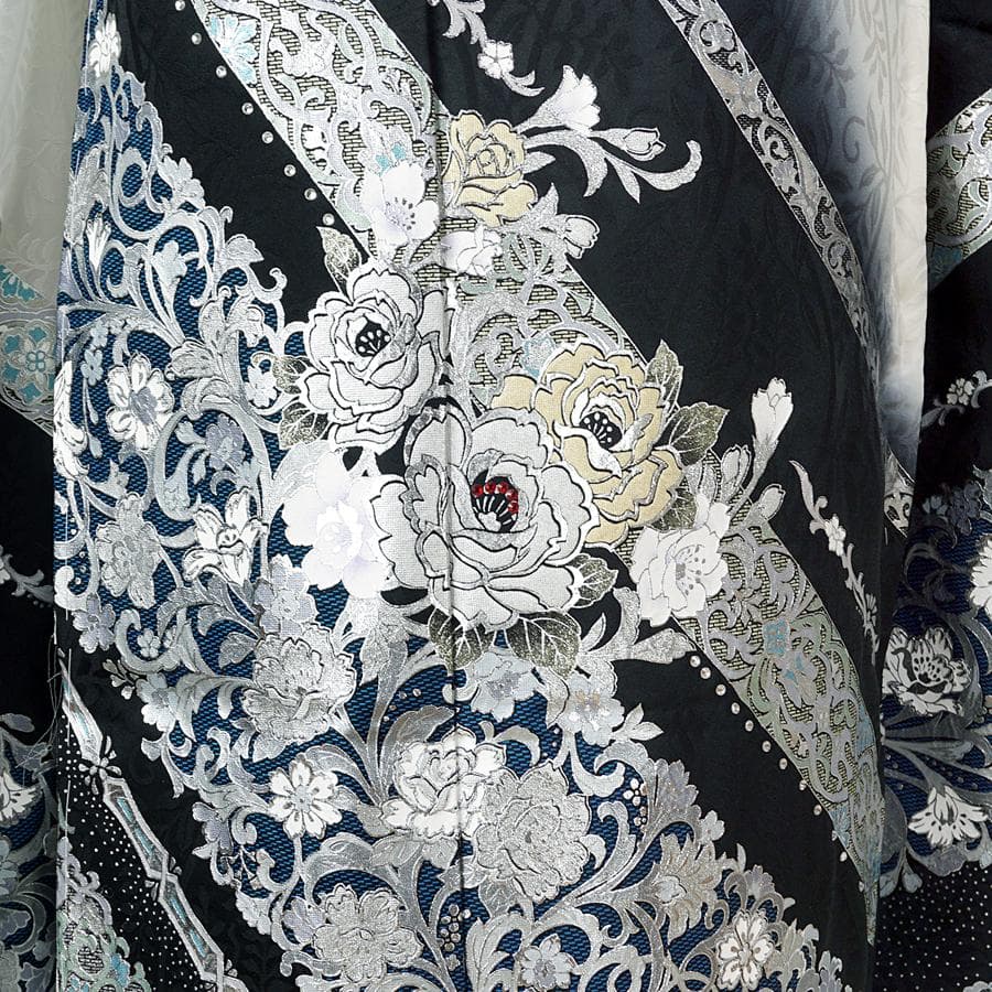 専用　ご予約　振袖　プレミアムゴールド　関芳　未仕立て　仮絵羽　薔薇　黒　銀