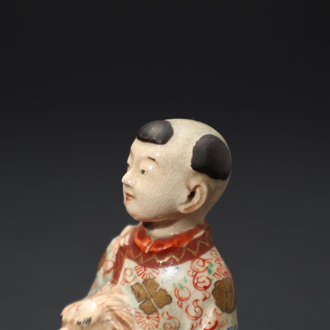 明治期　童子　置物　人形　薩摩　九谷　赤絵　骨董　R1575ダS