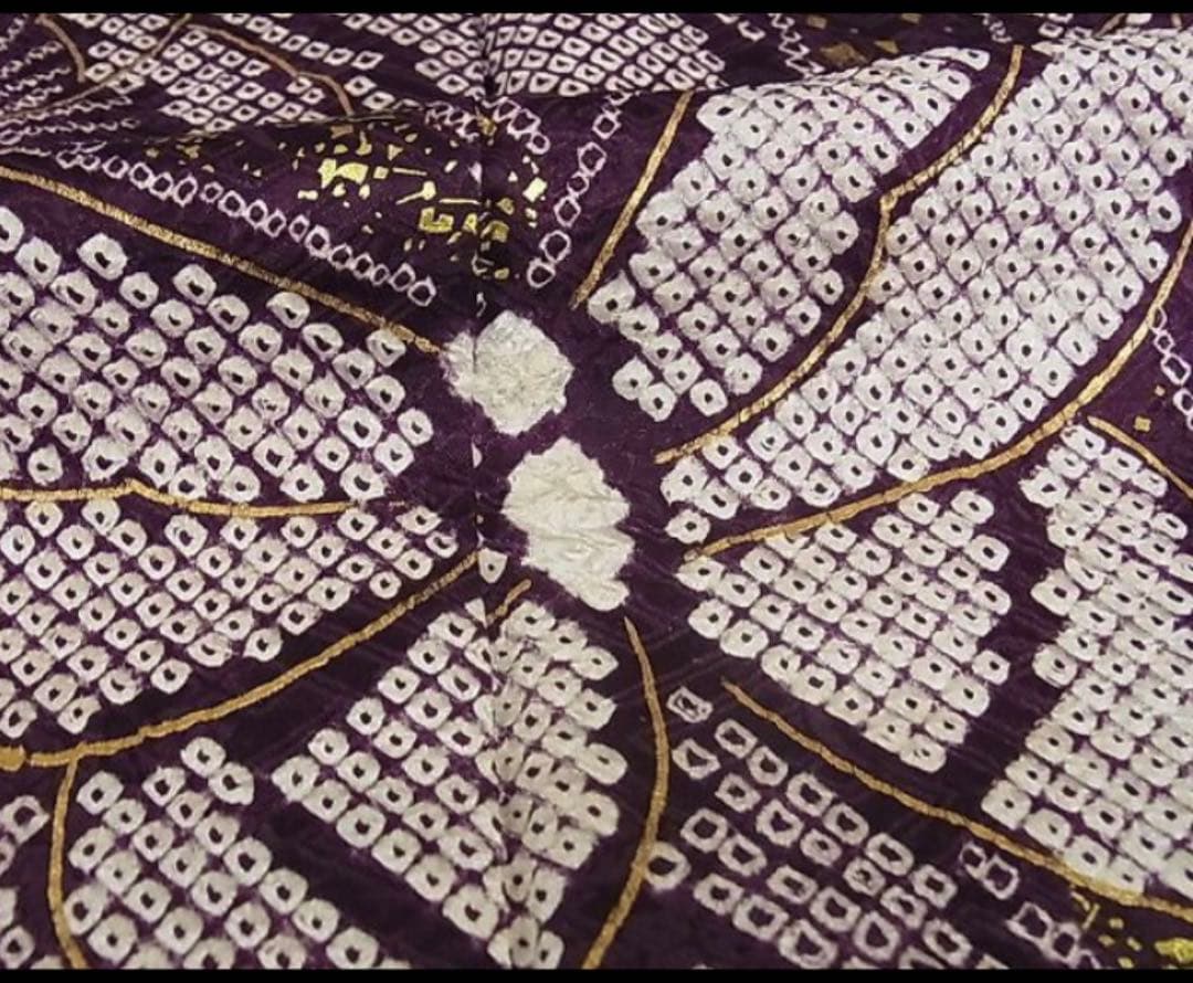 振袖フルセット　総絞り　金彩　駒刺繍