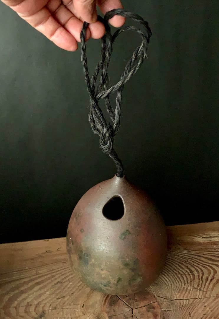 掛花入れ　丹波焼き　市野一二三