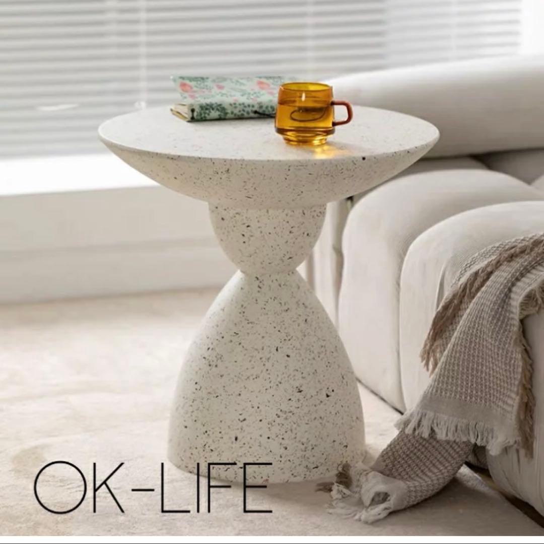 テラゾー柄　ラウンドテーブル/カフェテーブル/ローテーブル