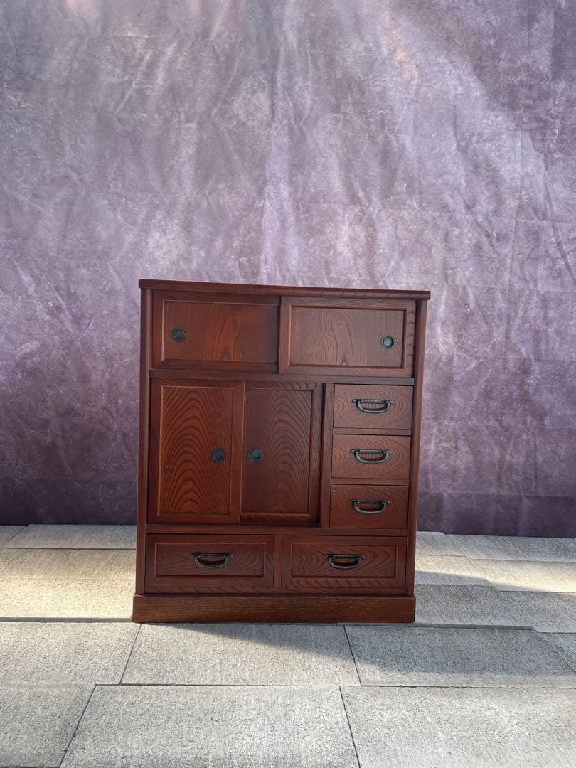 【からくり箪笥】民芸家具　茶箪笥 和家具収納棚 昭和レトロヴィンテージ