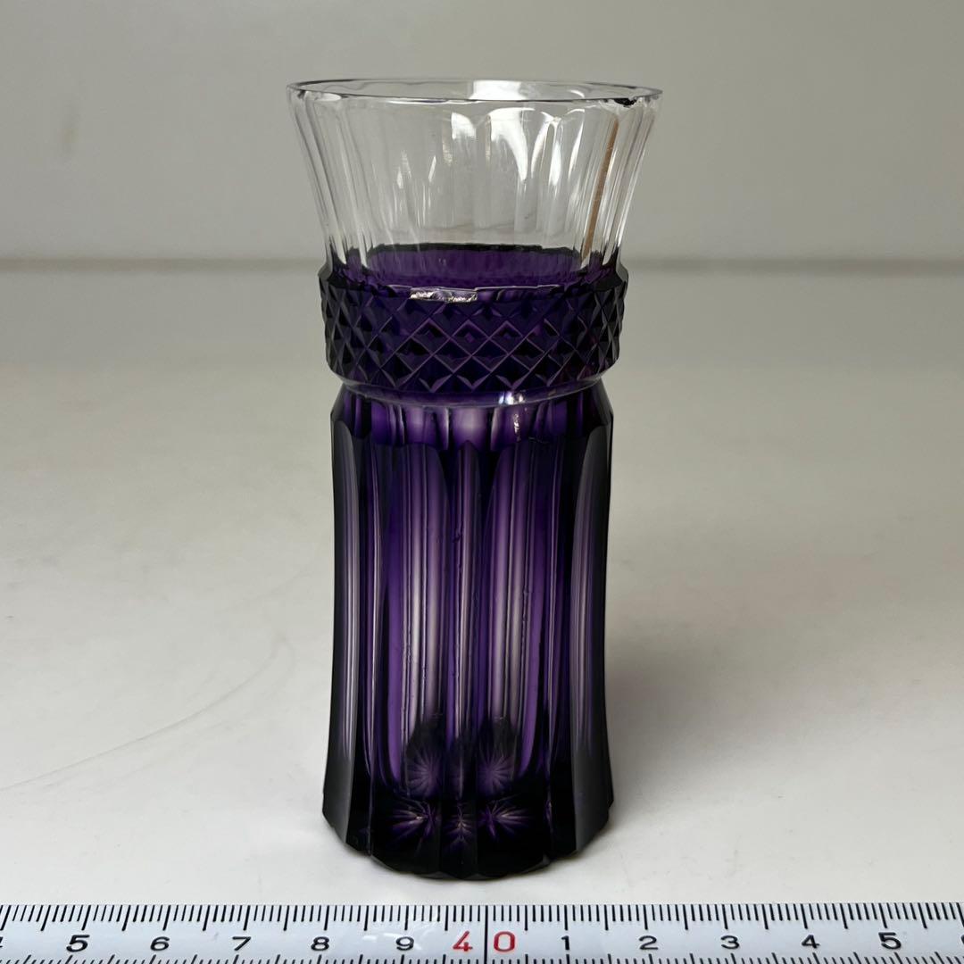 薩摩切子 島津磯斉 色被せ 麦酒器グラス 共箱 東キ7-1130☆2F タルチ