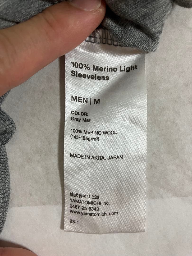 山と道 100% Light Merino Sleeveless Mサイズ