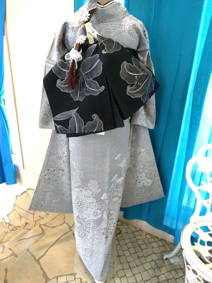 振袖、正絹山岡古都振袖、落款、西陣袋帯、