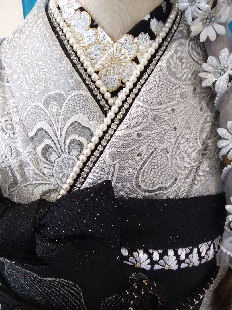 振袖、正絹山岡古都振袖、落款、西陣袋帯、