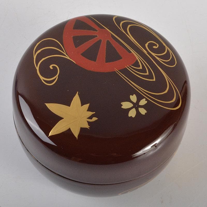 茶道具　蒔絵師　一瓢斎造　片水車蒔絵　平棗　共箱　V　6201