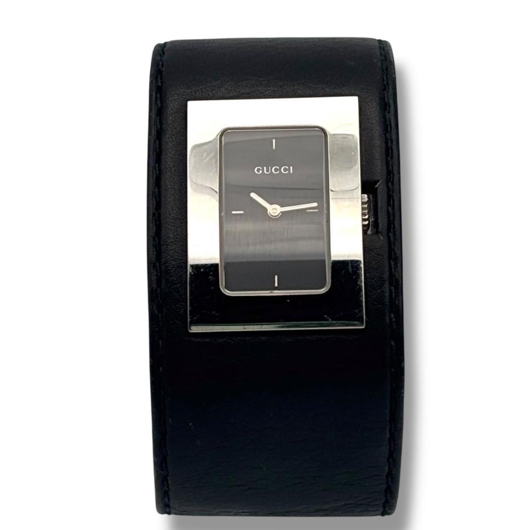 稼働品 グッチ 7800L 腕時計 レディース レザー 黒文字盤 5536