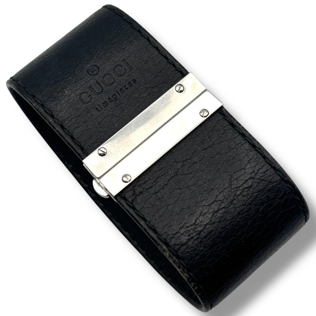 稼働品 グッチ 7800L 腕時計 レディース レザー 黒文字盤 5536