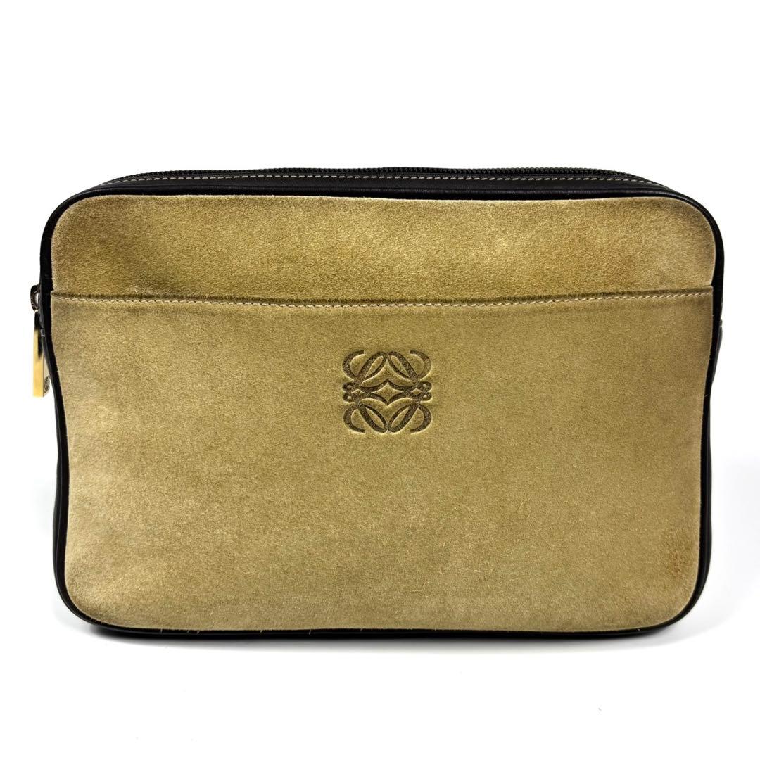 LOEWE アナグラム ロゴ ショルダーバッグ ポシェット スエード レザー