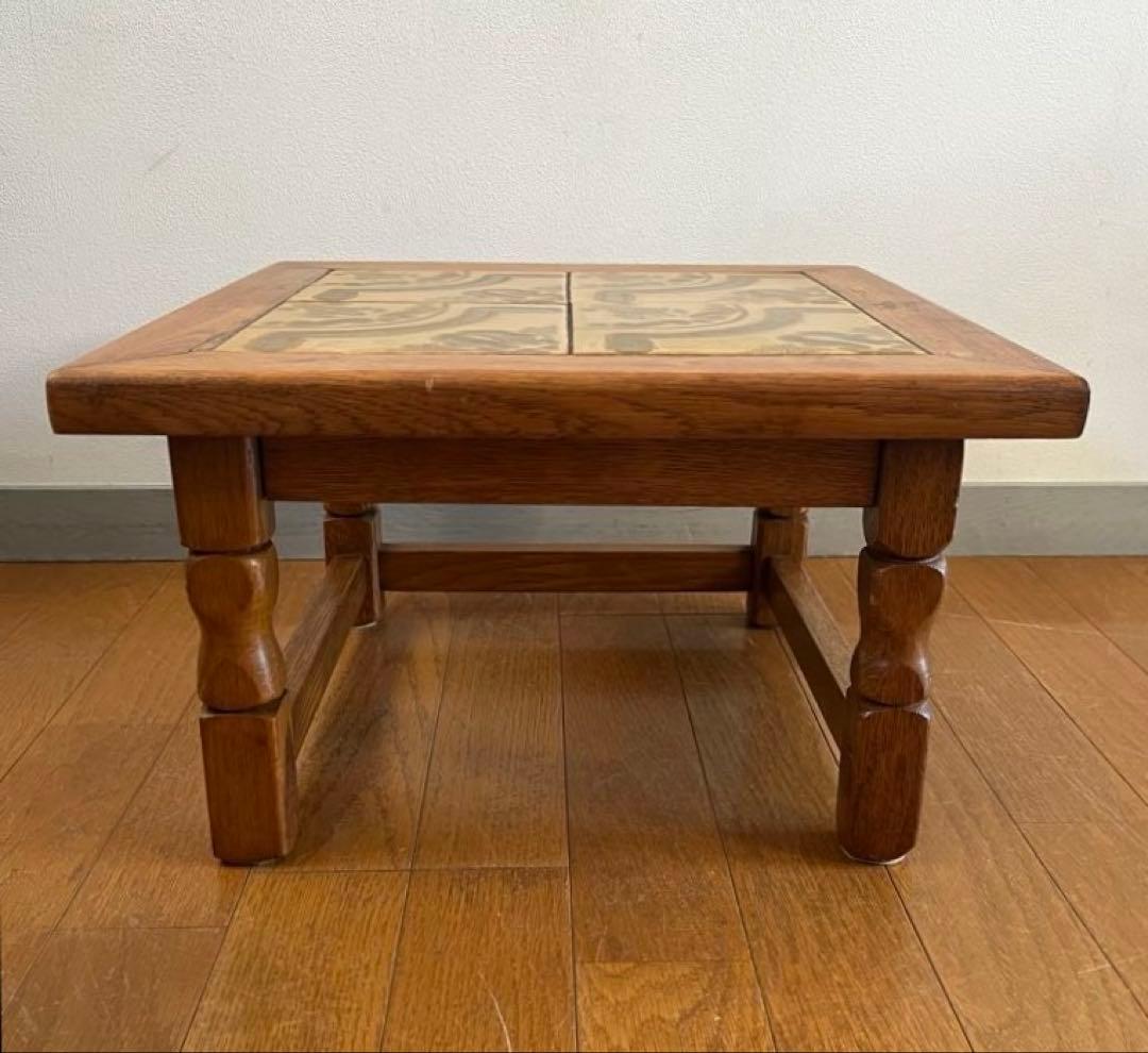 ヴィンテージ　ルーマニア　タイルトップ　ネストテーブル　オーク　サイドテーブル