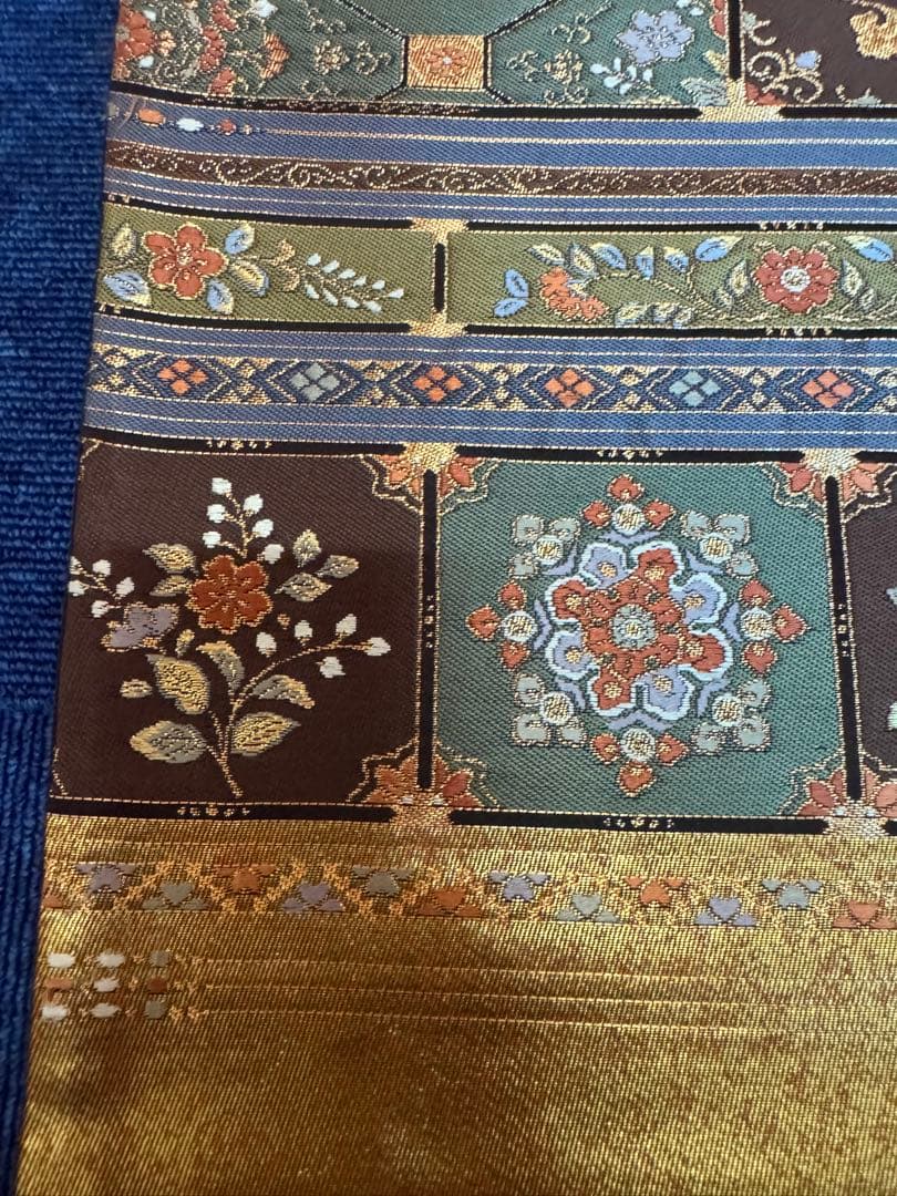 1934 袋帯 古代彫金紋  西陣織   金糸　高級上質上品　約440cm未使用