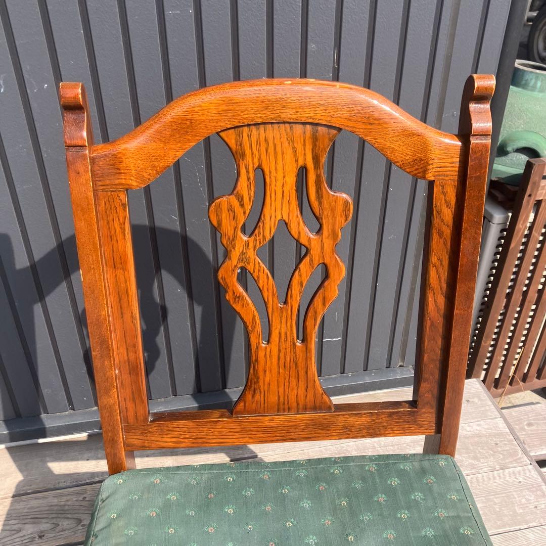 アンティーク 木製椅子 彫刻装飾 アームレスチェア ダイニングチェア ビンテージ