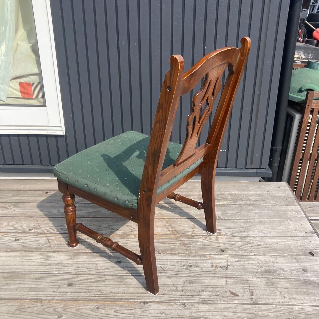 アンティーク 木製椅子 彫刻装飾 アームレスチェア ダイニングチェア ビンテージ