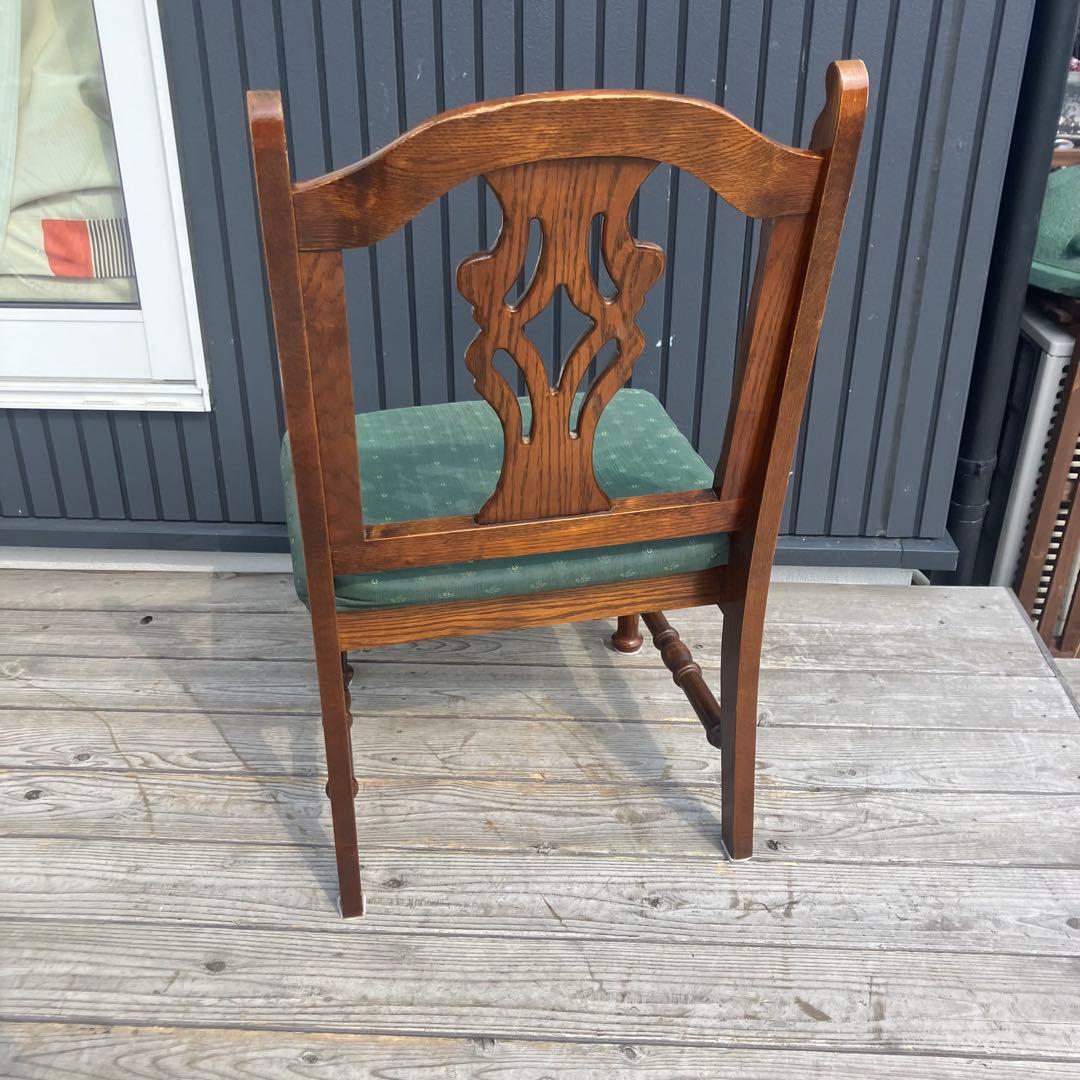 アンティーク 木製椅子 彫刻装飾 アームレスチェア ダイニングチェア ビンテージ