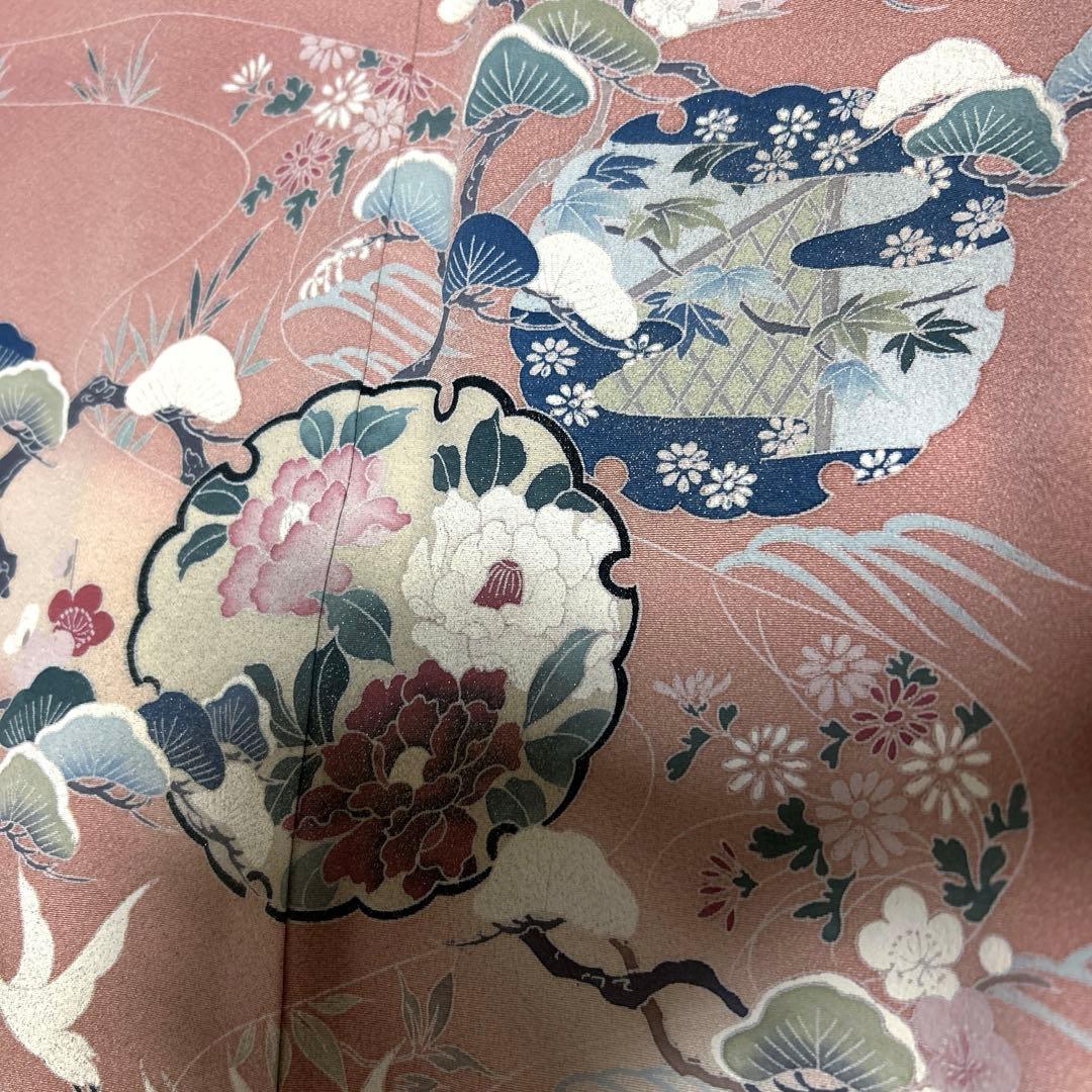 未使用近い　美品　袷　正絹　作家　縮緬　友禅　訪問着　フルセット　4点