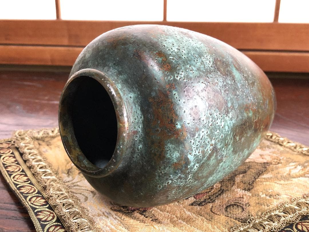 【 高肉象嵌銅壺 】　 高士唐子図　中華古玩