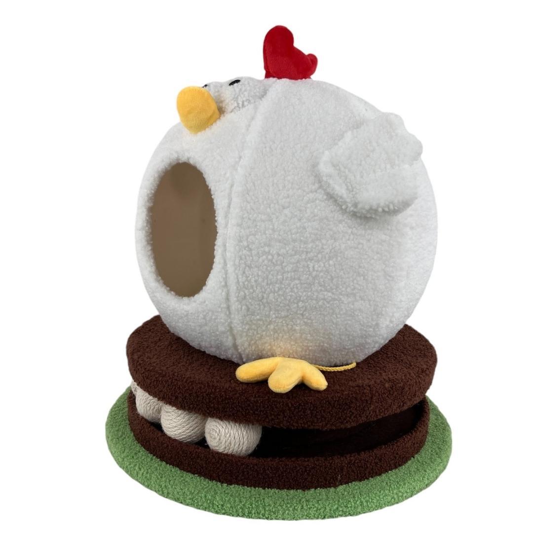 MOFUCATたまご爪とぎ&トラックボールトイ付きニワトリさんキャットハウス猫用