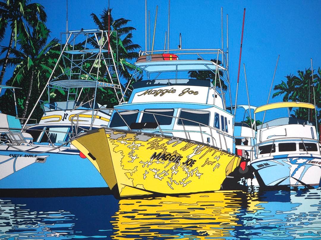 真作■鈴木英人 版画 MAGGIE JOE 直筆サイン■リトグラフ 絵画 ヨット