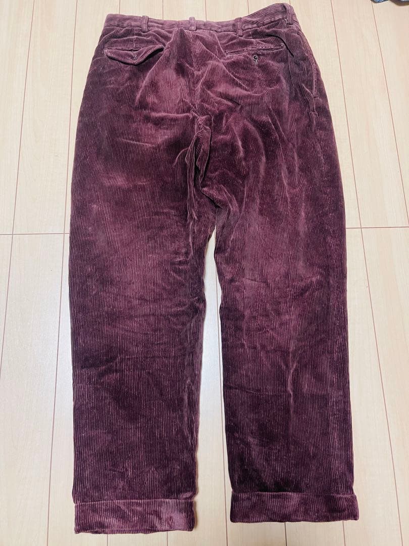 レア色 ラルフローレン 太畝 コーデュロイパンツ バーガンディー 2タック