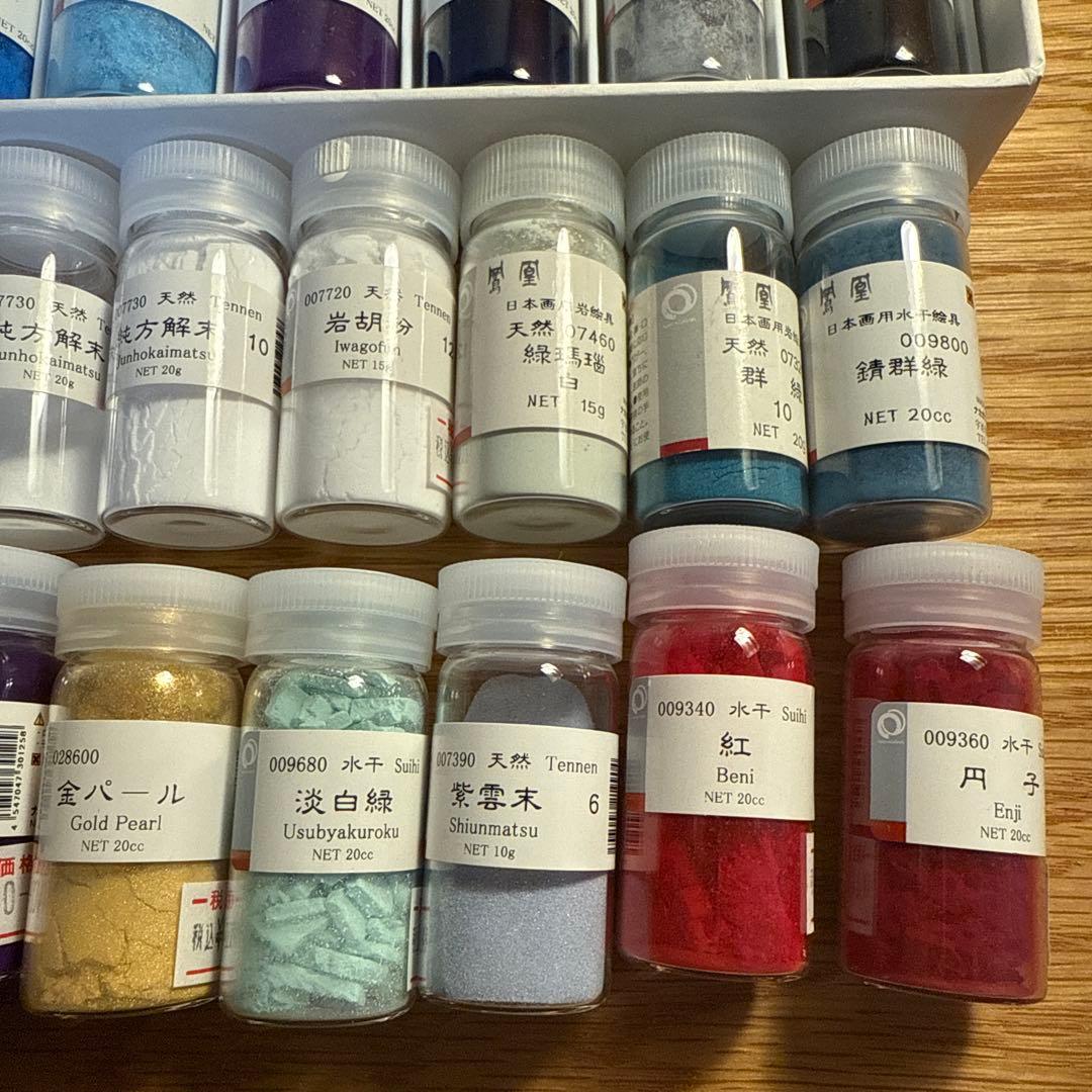 まとめ売り　ナカガワ胡粉　日本画用水干絵具セット 23色＋18色　乳鉢　乳棒　皿