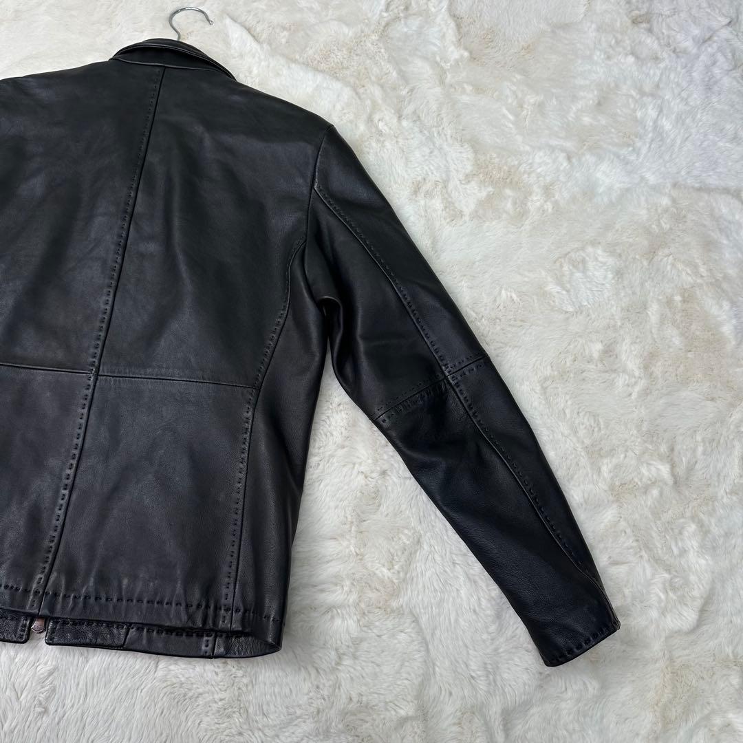 ✨美品✨メンズビギ 羊革シングルライダースジャケット 黒 Sサイズ