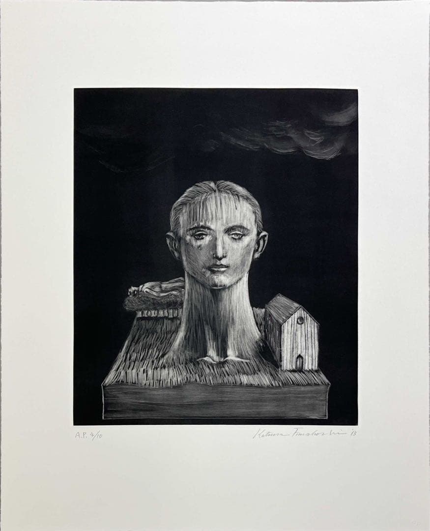 【真作保証】舟越桂「荒地の夜」2013 銅版画 AP サイン入