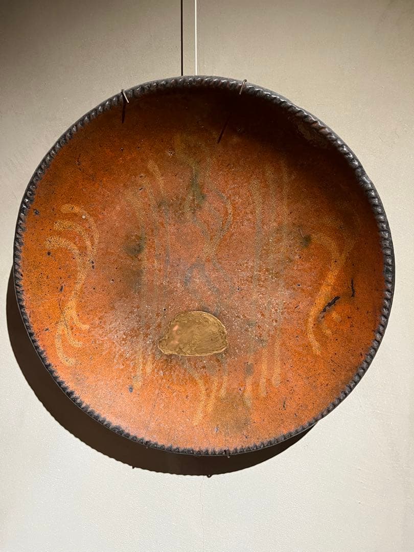 19世紀アンティーク/古民藝アメリカ/レッドウェア/スリップウェア パイ皿/大