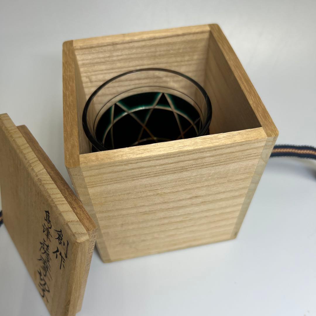 島津磯斉　薩摩切子オールドファッションタンブラー　共箱　東Y7-1203☆1F