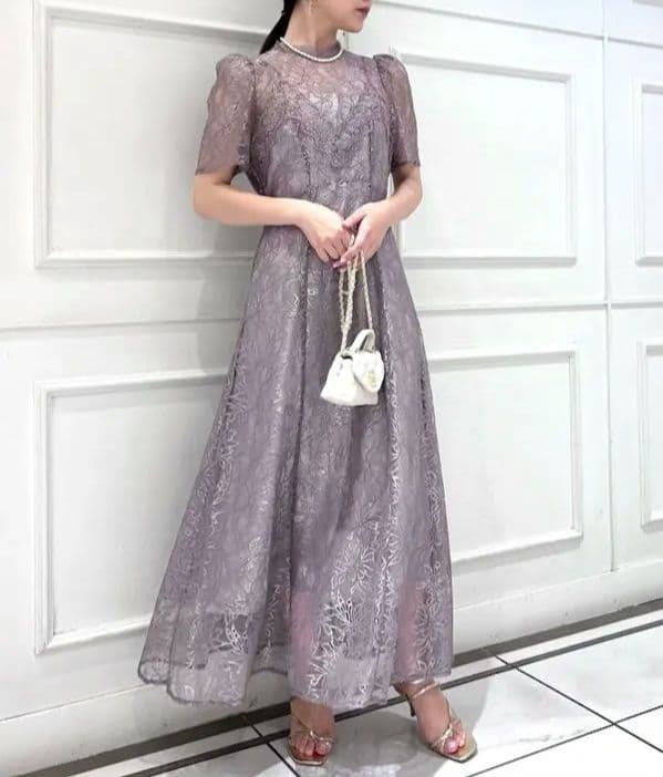 【美品】スナイデル シャイニーレースドレス パーティー オケージョン マキシ丈