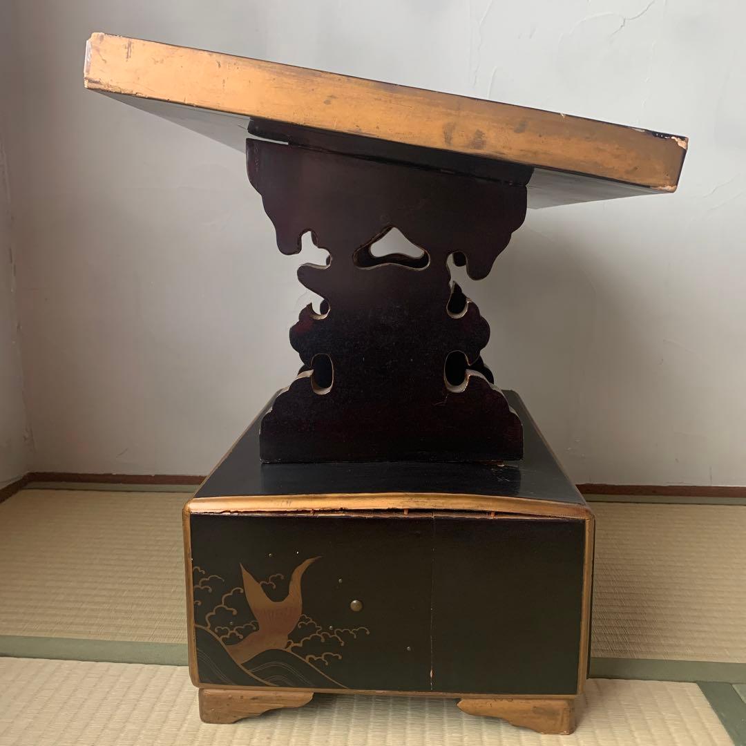 和家具　蒔絵　書見台　古道具　骨董　時代箪笥　引出し　波間に鯉　座学用机