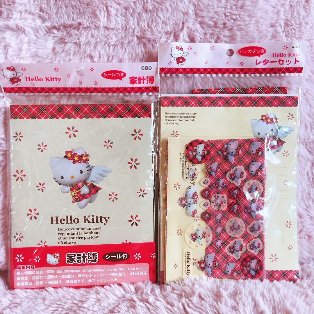 希少レア　ハローキティ　エンジェル　チェック　家計簿　レターセット　2002