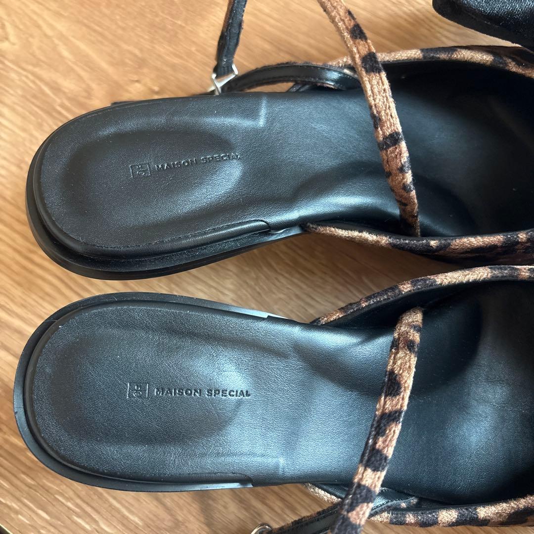 【maisonspecial】 2way ribbon mule leopard
