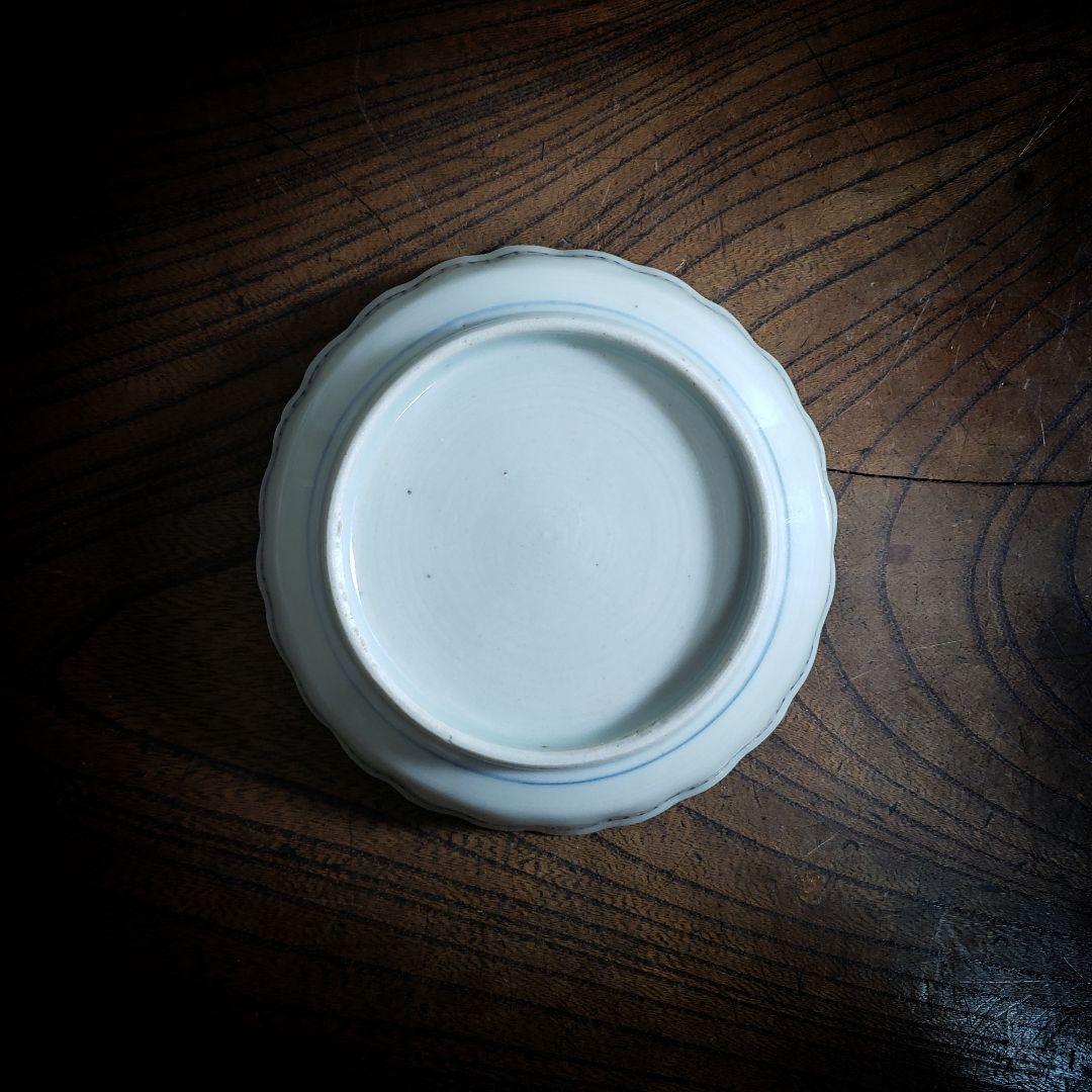 小皿　染付　花弁縁　丸窓　松竹梅　縁文　雷文　訳あり　明治　大正　古伊万里　ロ号