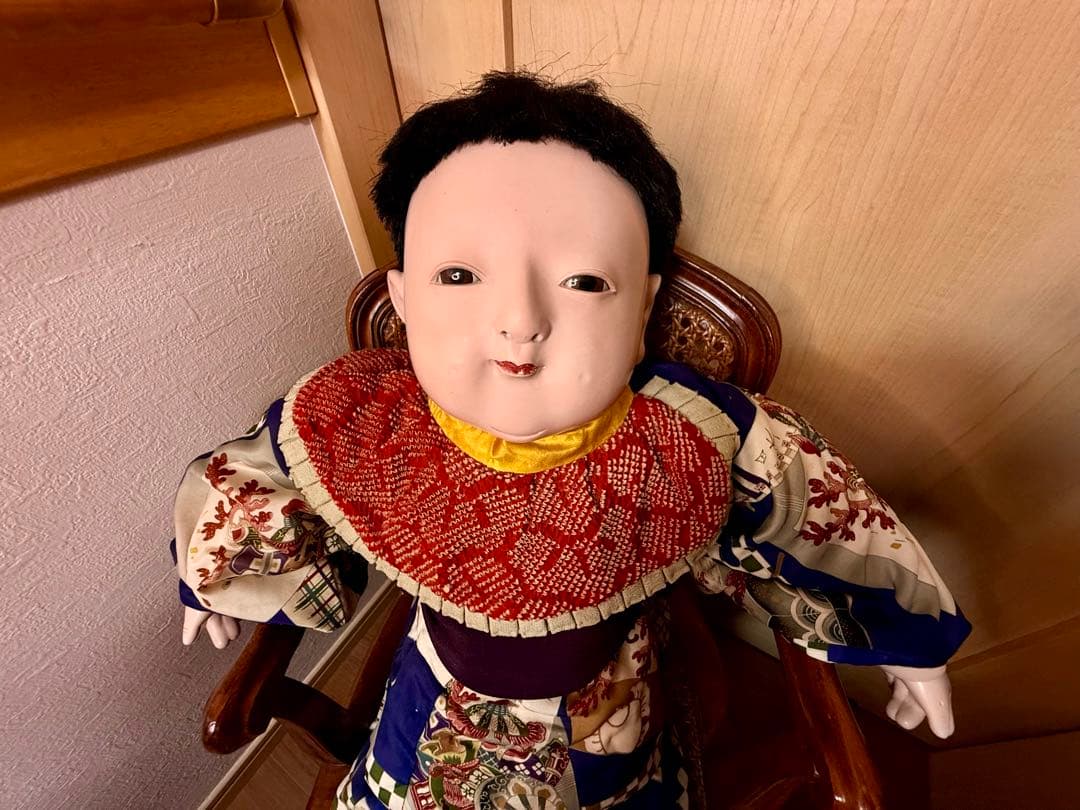 明治時代 抱き人形 男の子 市松人形 着物 貴重 骨董 70cm