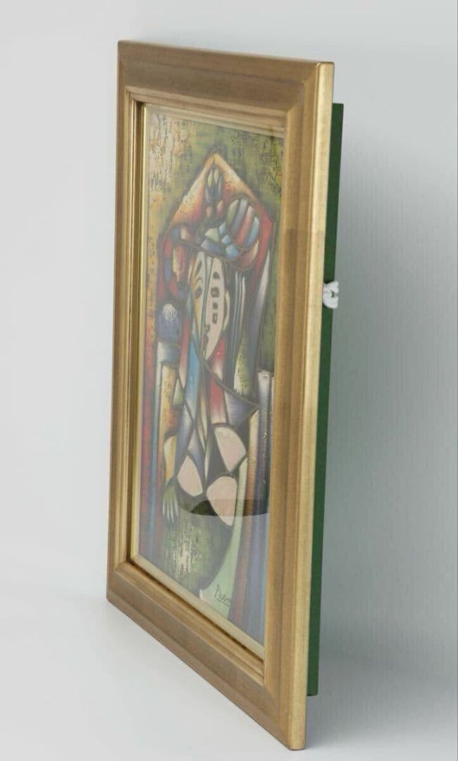 【額装】キュビズム風 女性人物画 模写 現代アート 油彩風インテリア 52×43