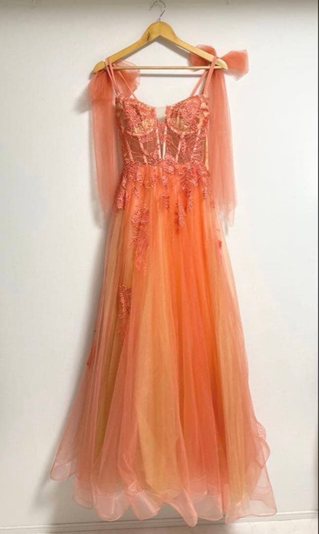 JEAN MACLEANジャンマクレーンショルダーリボン　オレンジ　M ドレス