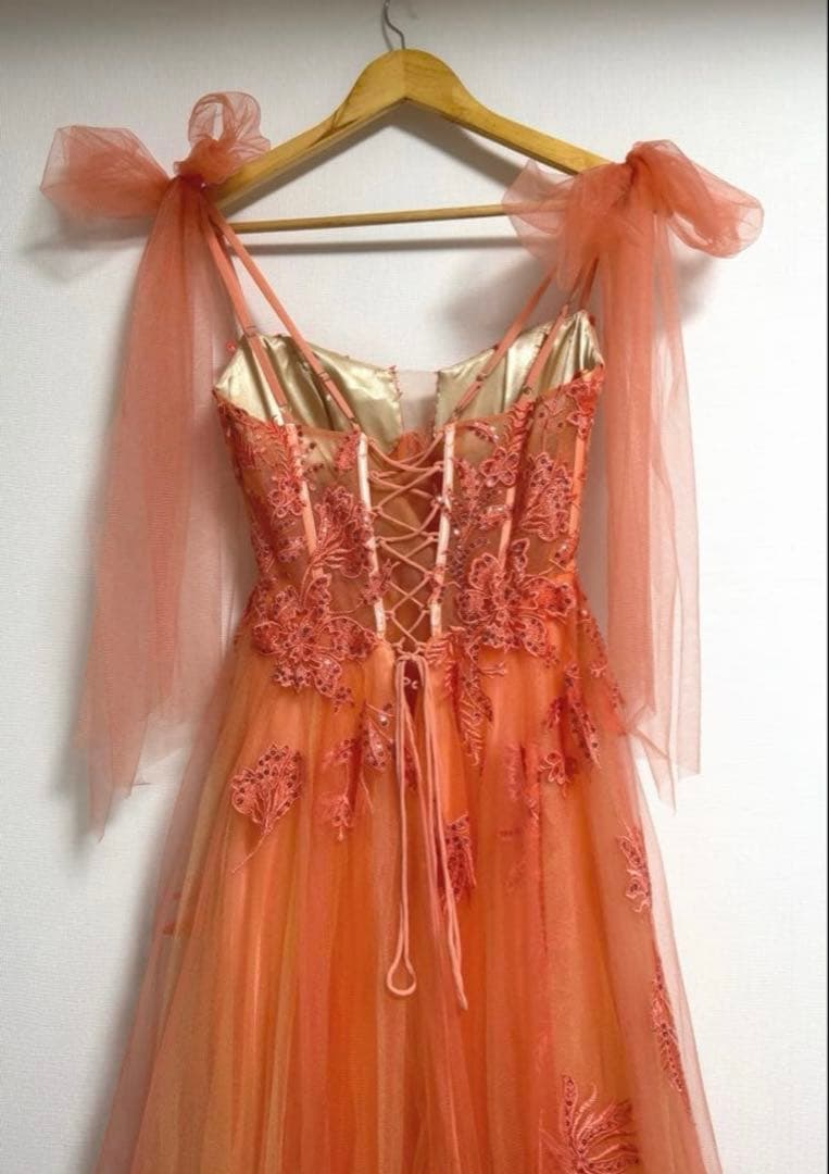 JEAN MACLEANジャンマクレーンショルダーリボン　オレンジ　M ドレス