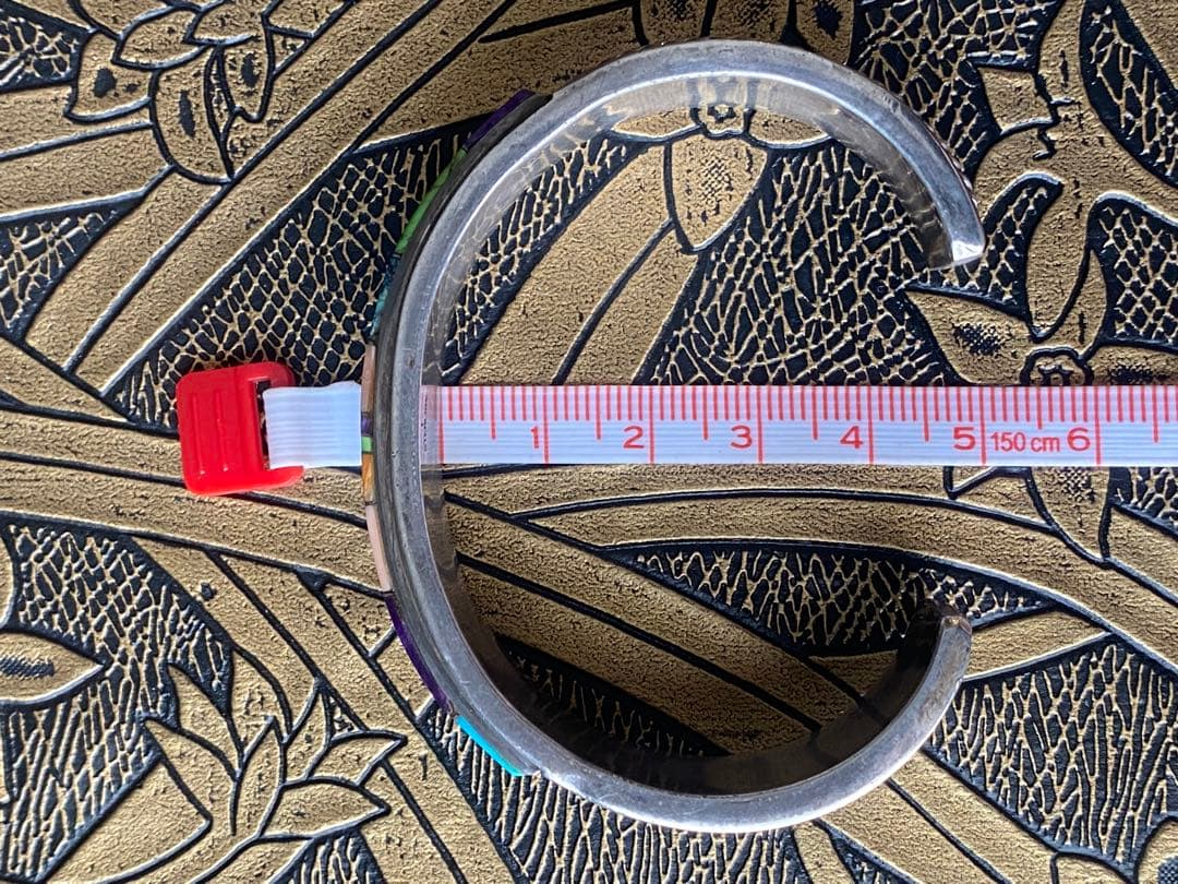 インディアンジュエリー シルバーバングル マルチカラーインレイ Navajo