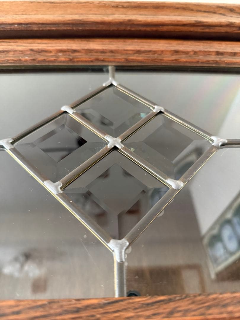 木製ガラス扉付き4段キャビネット ブックシェルフ