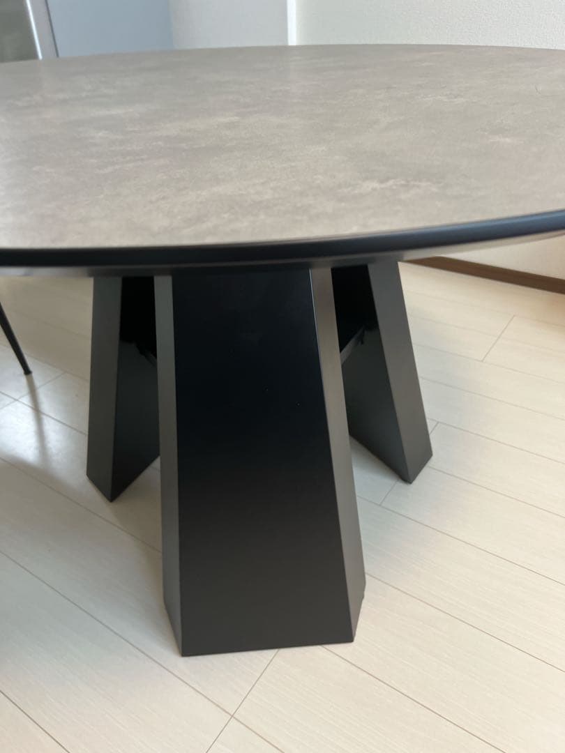 モダン 丸テーブル コンクリート x ブラック 120cm