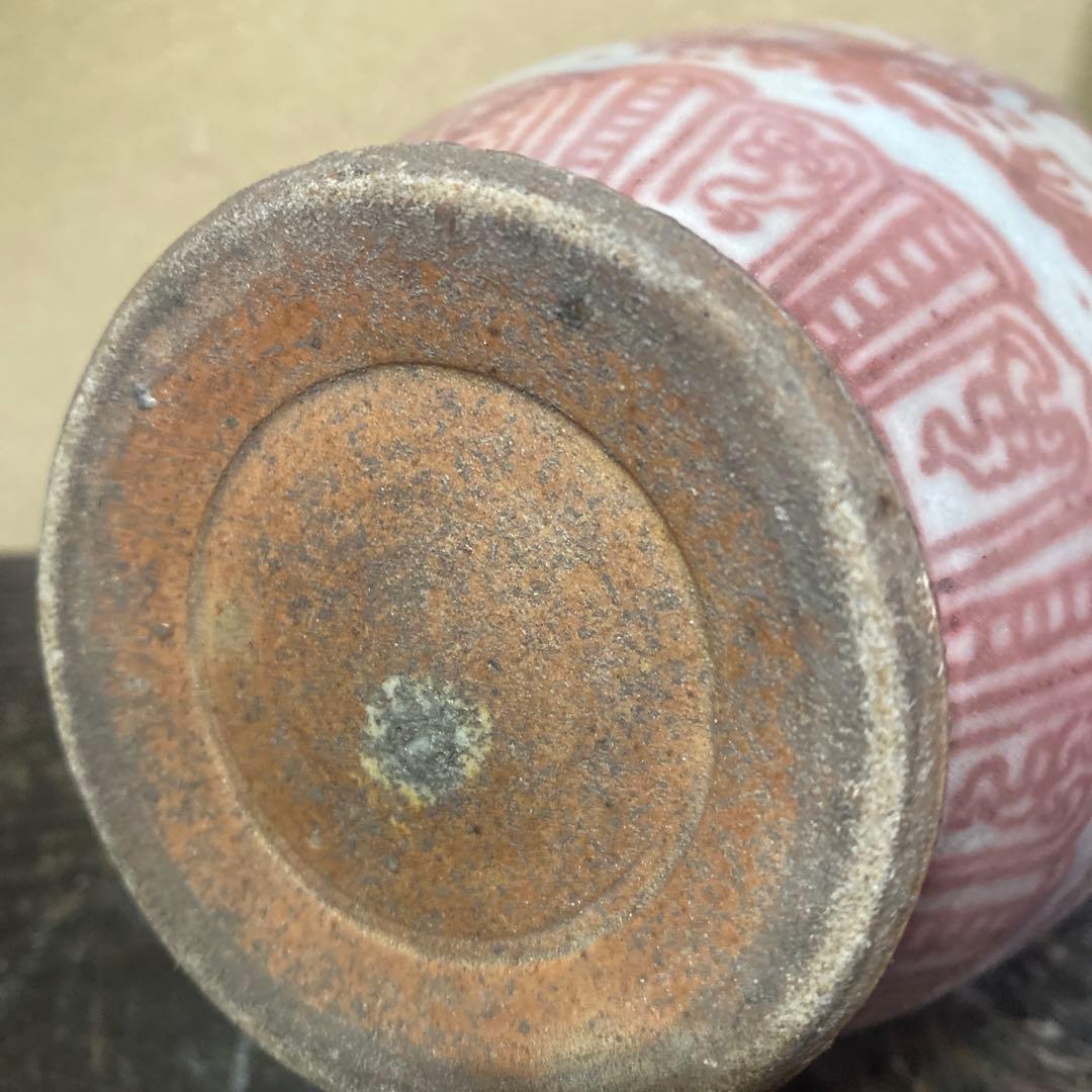 中国　古玩　辰砂山水図花瓶【桐箱付き】