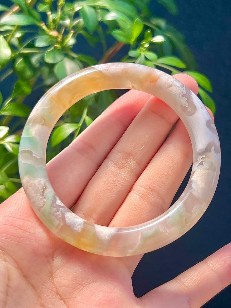 チェリーブロッサムアゲート 桜瑪瑙 天然石 瑪瑙　バングル　天然石 着物和服