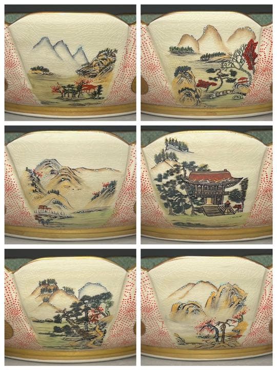 【エビス】京薩摩 大皿 大鉢 薩摩焼 大日本京文賓都林山 極細密本金手描き絵付