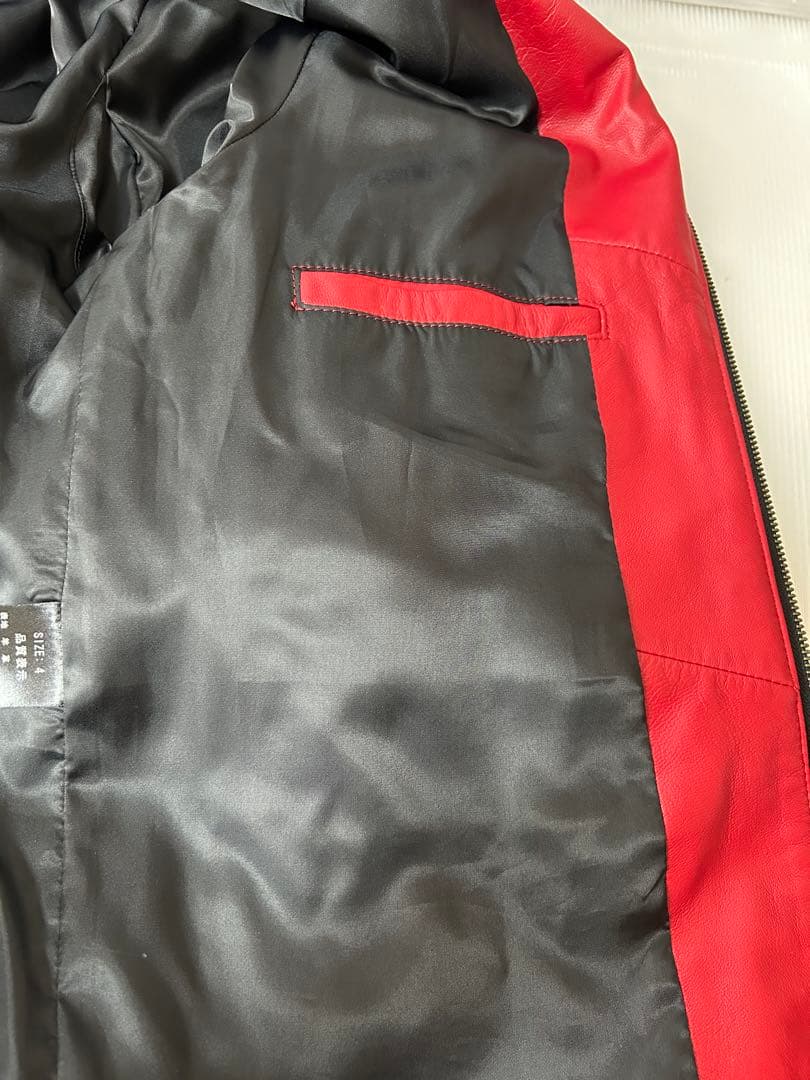 ［匿名発送］SCHAFFEN ライダースジャケット レザー 希少色 赤 XL