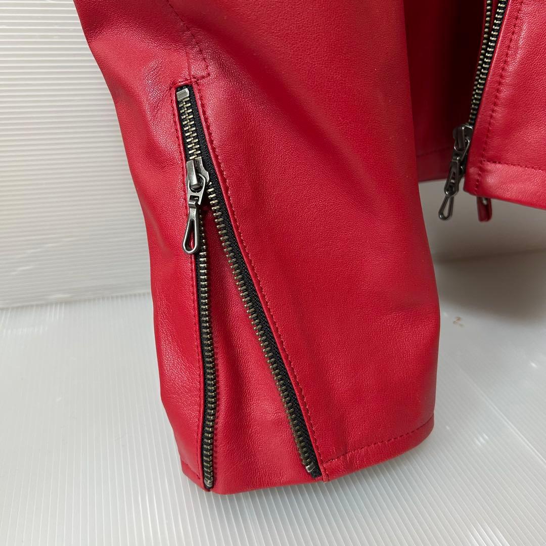 ［匿名発送］SCHAFFEN ライダースジャケット レザー 希少色 赤 XL