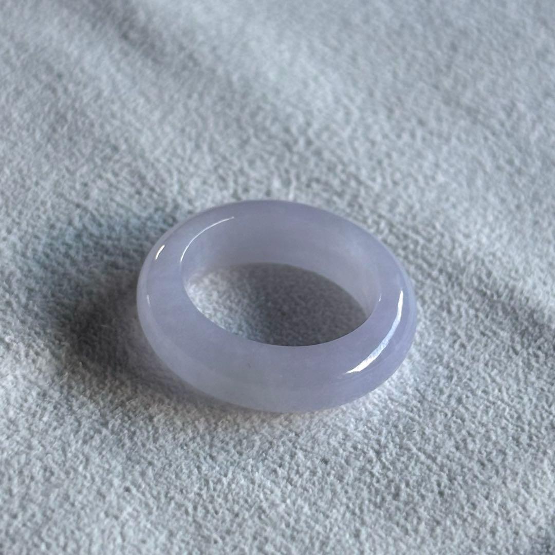 ミャンマー産 天然本翡翠　氷種　ラベンダー色 くり抜きリング　8号